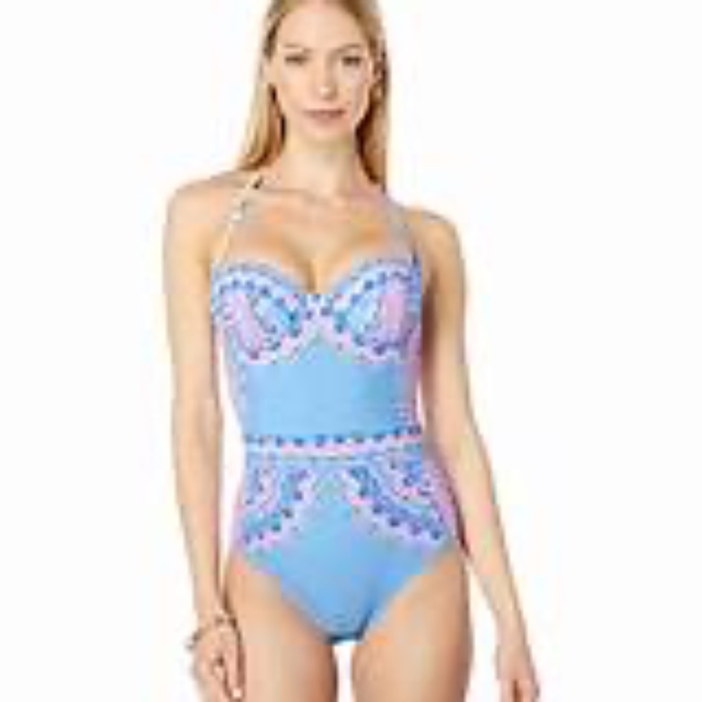 Lilly Pulitzer Anthea swimsuit Multi Seaside Engineered, Size 14